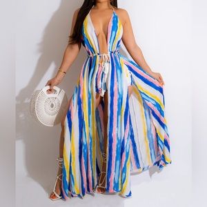 Tropical Diva boutique striped rayon two piece set